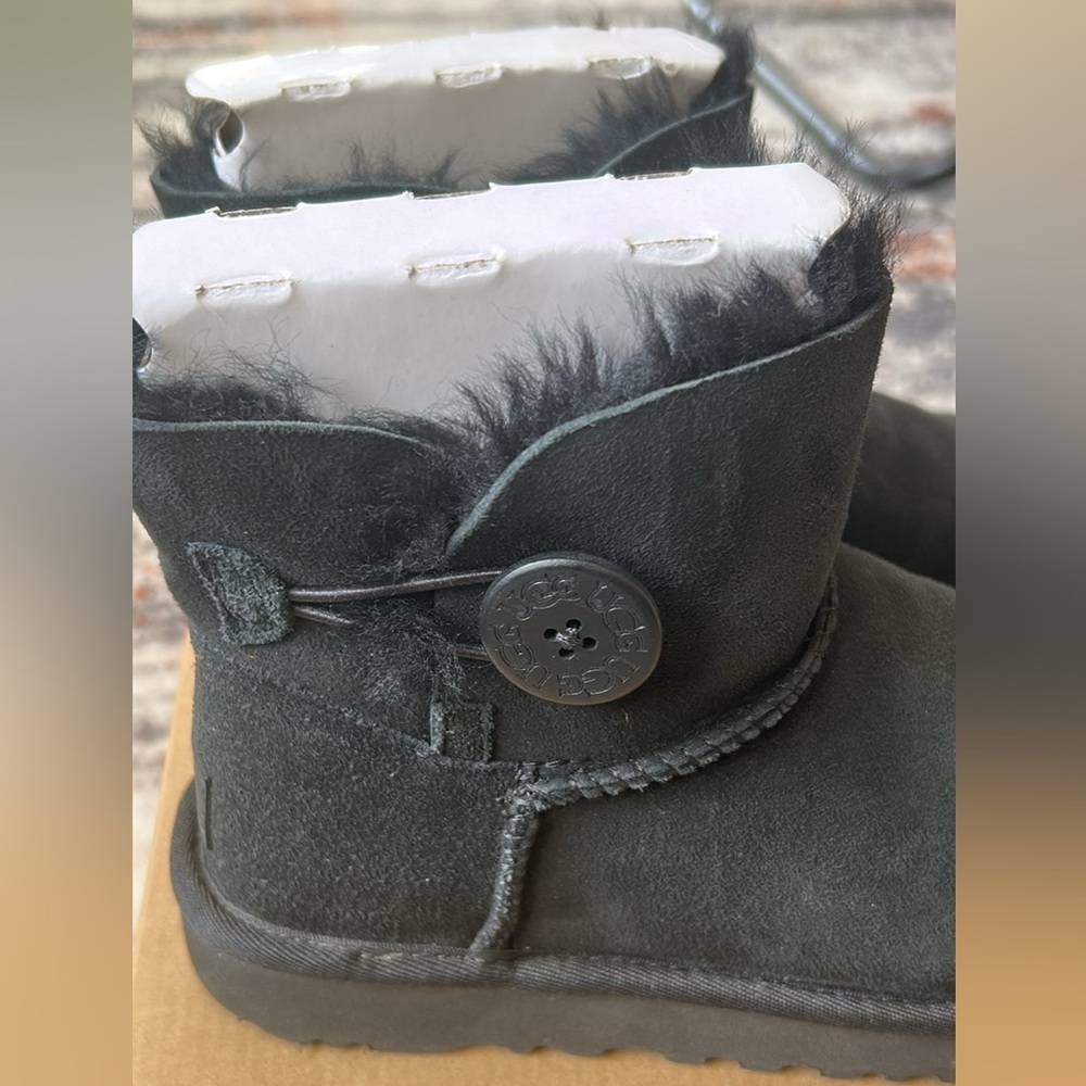 UGG Dark Suede Boots with Plush Lining